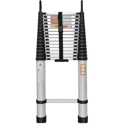 DAYPLUS Professional Ladder With 15 Steps In Aluminum, Unfolded Height 6.2m, 2 Fixing Hooks. DAYPLUS Professional Ladder With 15 Steps In Aluminum, Unfolded Height 6.2m, 2 Fixing Hooks.