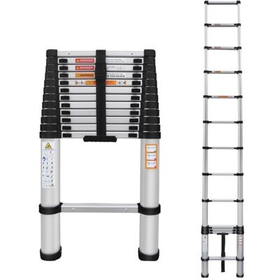 DAYPLUS 12-step Aluminum Ladder, Unfolded Height 5m, Max Capacity 150kg, Compact Foldable (95cm) DAYPLUS 12-step Aluminum Ladder, Unfolded Height 5m, Max Capacity 150kg, Compact Foldable (95cm)