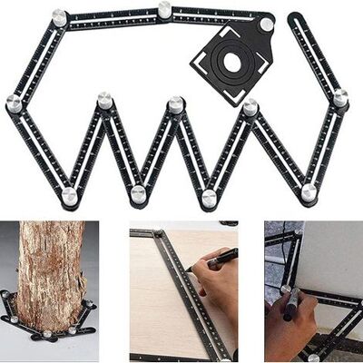 OEM Multi-angle Tile Measuring Ruler - Black - Aluminum Alloy Angle Stencil - 12 Side Tools - Suitable For Woodworking, Ceramic Tiles OEM Multi-angle Tile Measuring Ruler - Black - Aluminum Alloy Angle Stencil - 12 Side Tools - Suitable For Woodworking, Ceramic Tiles