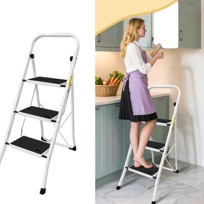 DAYPLUS Portable Folding Ladder With Three Steps And Non-slip Rubber Pedals - Maximum Load 150 Kg. DAYPLUS Portable Folding Ladder With Three Steps And Non-slip Rubber Pedals - Maximum Load 150 Kg.