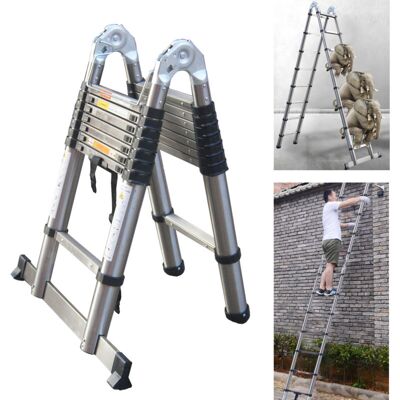 DAYPLUS Portable Heavy Duty Multi-Purpose Telescopic Folding Ladder Extendable 5M 16.5FT DAYPLUS Portable Heavy Duty Multi-Purpose Telescopic Folding Ladder Extendable 5M 16.5FT