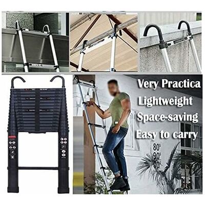 BRIEFNESS Professional 16.5FTAluminum Telescoping Ladder, One-Button Retraction Extension Ladder for Home 150kg BRIEFNESS Professional 16.5FTAluminum Telescoping Ladder, One-Button Retraction Extension Ladder for Home 150kg
