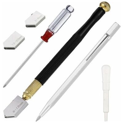 IKODM Professional Alloy Glass Cutter with 3 Blades Oil Drop and Screwdriver 2-20mm for Glass Tile Mirror Precise Cuts Thick Glass Mosaic IKODM Professional Alloy Glass Cutter with 3 Blades Oil Drop and Screwdriver 2-20mm for Glass Tile Mirror Precise Cuts Thick Glass Mosaic