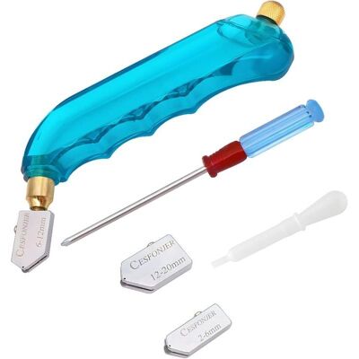 SNQ Professional carbide glass cutter, heavy-duty gun-fed glass cutter with interchangeable head and oil reservoir - 2 mm-6 mm / 6 mm-12 mm / 12 mm-20 mm. SNQ Professional carbide glass cutter, heavy-duty gun-fed glass cutter with interchangeable head and oil reservoir - 2 mm-6 mm / 6 mm-12 mm / 12 mm-20 mm.