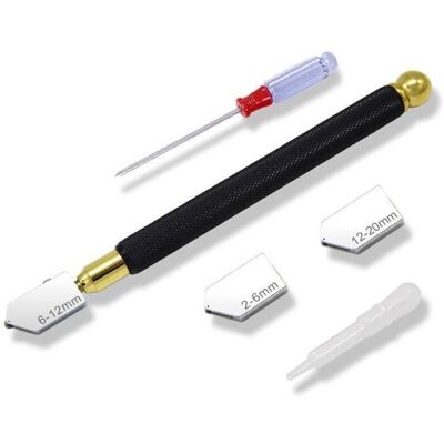 TORMATOR Professional glass cutter, glass cutting tool, pencil type, glass cutting thickness 2-20 mm, suitable for cutting glass/tiles/mirrors/mosaics TORMATOR Professional glass cutter, glass cutting tool, pencil type, glass cutting thickness 2-20 mm, suitable for cutting glass/tiles/mirrors/mosaics