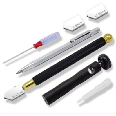 MCBOSON Professional Glass Cutter, Metal Glass Cutting Pen, Cutting Tool Set, Manual Glass Cutter, Replaceable Head 2 mm-20 mm for Glass Tiles, Mirror, and MCBOSON Professional Glass Cutter, Metal Glass Cutting Pen, Cutting Tool Set, Manual Glass Cutter, Replaceable Head 2 mm-20 mm for Glass Tiles, Mirror, and