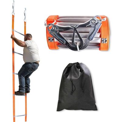 SANS MARQUE Rope ladder, escape ladder, fire escape ladder, universal fastening system, foldable, for balconies and windows, weight capacity up to 450 kg (10 m) SANS MARQUE Rope ladder, escape ladder, fire escape ladder, universal fastening system, foldable, for balconies and windows, weight capacity up to 450 kg (10 m)