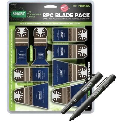 SMART Trade H8MAK 8 Piece Multi Tool Blade Set + Tracer Clog Free Marker Pen SMART Trade H8MAK 8 Piece Multi Tool Blade Set + Tracer Clog Free Marker Pen
