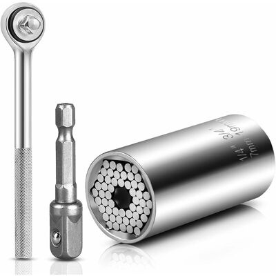 HOOPZI Socket wrench Universal wrench Universal nut Universal socket wrench Multifunctional hand tools Repair Adapter Repair Tools Set Tools for 7-19mm HOOPZI Socket wrench Universal wrench Universal nut Universal socket wrench Multifunctional hand tools Repair Adapter Repair Tools Set Tools for 7-19mm