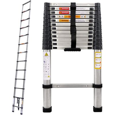 DAYPLUS Stainless Steel Folding Multi Purpose Telescopic Extension Ladder Heavy Duty 3.8m DAYPLUS Stainless Steel Folding Multi Purpose Telescopic Extension Ladder Heavy Duty 3.8m