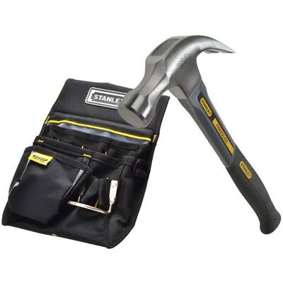 Stanley 1-51-529 Curved Claw Hammer Fibreglass Shaft 16oz + 1-96-181 Pouch Belt Stanley 1-51-529 Curved Claw Hammer Fibreglass Shaft 16oz + 1-96-181 Pouch Belt