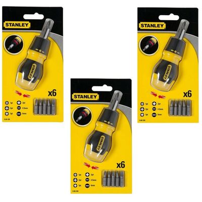 Stanley Multibit Ratchet Stubby Screwdriver +Bits STA066358 0-66-358 Triple Pack Stanley Multibit Ratchet Stubby Screwdriver +Bits STA066358 0-66-358 Triple Pack