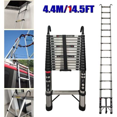DAYPLUS Telescopic Ladder 4M Multi-Purpose Folding Ladder W/ Hooks Max Load 150kg, EN131 DAYPLUS Telescopic Ladder 4M Multi-Purpose Folding Ladder W/ Hooks Max Load 150kg, EN131