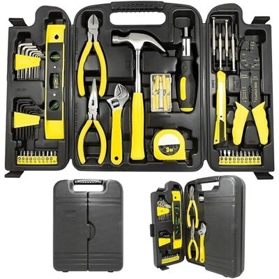 SANS MARQUE Tool case, tool set, small tool case, 130-in-1 tool set with screwdriver, hammer, needle-nose pliers, adjustable wrench, tape measure, for household SANS MARQUE Tool case, tool set, small tool case, 130-in-1 tool set with screwdriver, hammer, needle-nose pliers, adjustable wrench, tape measure, for household