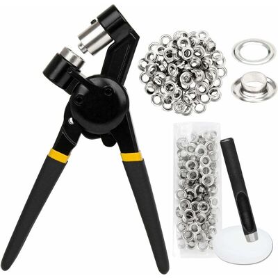 Hoopzi - Upgraded Portable Eyelet Punch Kit Handheld Grommets Punch Pliers Eyelets Setter with 3/8 inch (10mm) Silver Grommets & Hollow Hole Manual Hoopzi - Upgraded Portable Eyelet Punch Kit Handheld Grommets Punch Pliers Eyelets Setter with 3/8 inch (10mm) Silver Grommets & Hollow Hole Manual