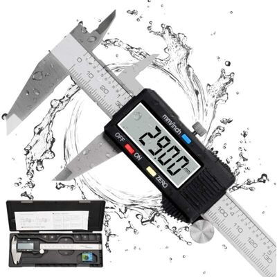 Odipie - Vernier caliper, digital caliper, 150 mm, stainless steel, large lcd display, adjustable accuracy 0.01 mm, mm/inch conversion, splash-proof, Odipie - Vernier caliper, digital caliper, 150 mm, stainless steel, large lcd display, adjustable accuracy 0.01 mm, mm/inch conversion, splash-proof,