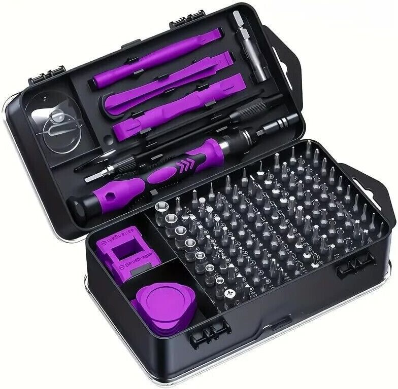 COOCHEER 135 in 1 Screwdriver Set, Precision Magnetic Screwdriver, Torx Bits, Insulated Multi-Tools, Phone Repair Hand Tool Kit (Purple)
