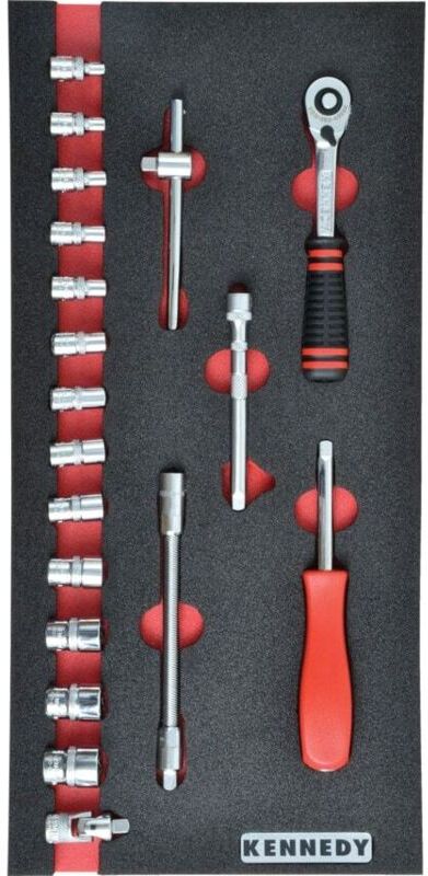 Kennedy - 19 Piece Side Drive Ken-Grip 1/4' Square Drive Metric Socket Set in Tool