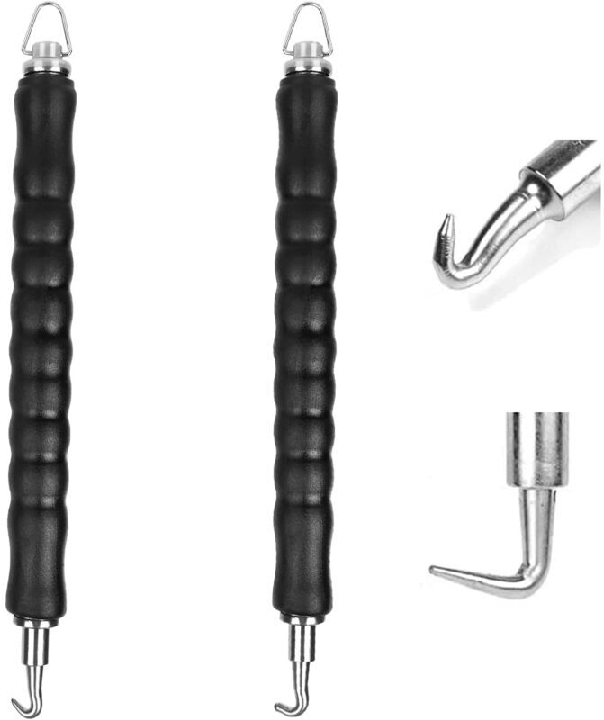AOUGO 2PCS Wire Twister, Automatic Iron Wire Twister for Rebar, Straight Hook Twister and Curved Wire Twister Tools