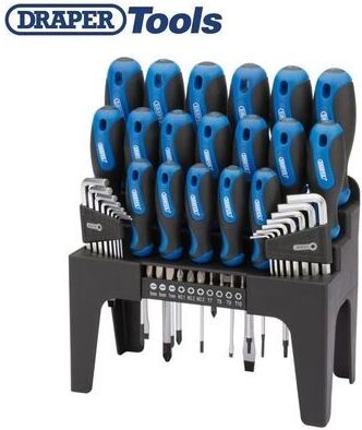 Draper Tools - draper screwdriver set 44PC soft grip 1/4'' bit hex allen torx key blue 81294