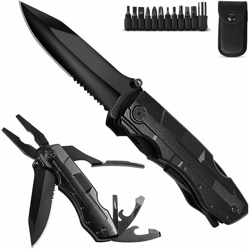 AlwaysH 5 in 1 Multifunction Knife, Pocket Multifunction Plier Folding Knife with Can Opener, Screwdriver for Outdoor Activities, Camping, Hiking