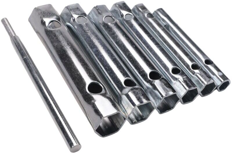 Tlily - 6PC 8-19mm Metric Tubular Box Wrench Set Tube Bar Spark-Plug Spanner Steel Double Ended for Automotive Plumb Repair
