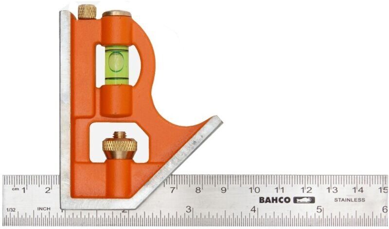 CS150 150mm 6'' Carpenters Combination Square Stainless Steel BAHCS150 - Bahco