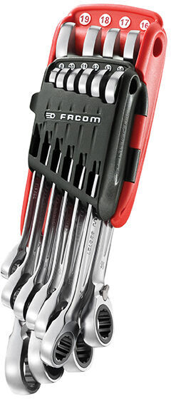 Facom - Metric Ratchet Combination Wrench Set 10 Piece Angled At 15° 467B.JP10PB