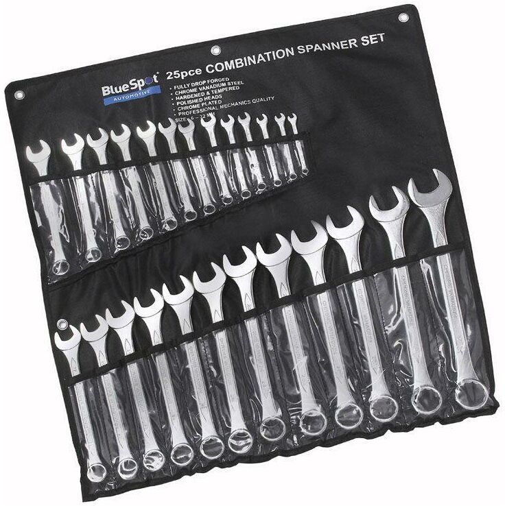 Forgefix - bluespot spanner set wrench 25PC metric stubby combination open ring 04131
