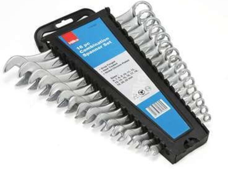 Hilka Spanner Set 16pc Metric Forged Combination Ring Wrench 6-22mm 17161602