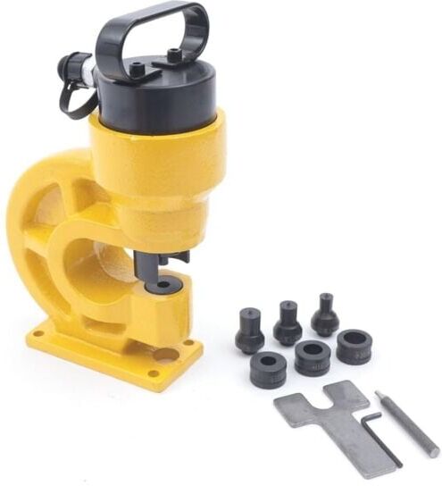 Cncest - Hydraulic Punching Machine Copper Metal Angle Iron Hole Puncher 3/8'-3/4' 31 Ton Knockout Punch Set Four Dies