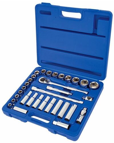 Laser - Tools Metric Deep And Standard Socket Set 1/2''D 32pc Polished Chrome 3284