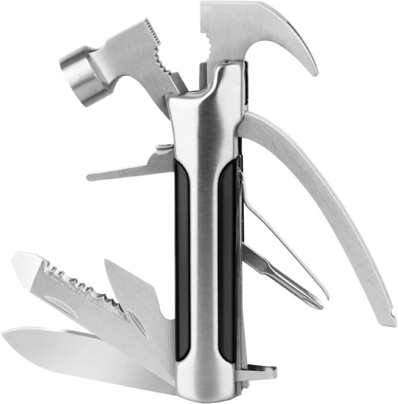 AOUGO Nail Puller, Hammer, Survival Hatchet, Survival Knife, 14 in 1 Multi-Function Pliers, Multifunction Knife, Survival Gear, Multitool for Men, Father's