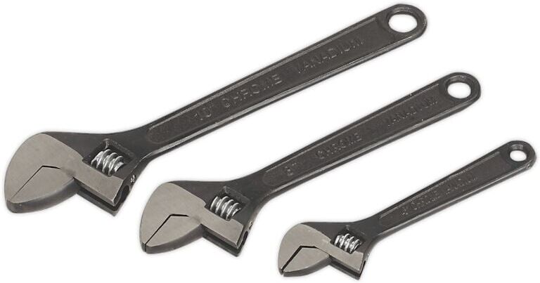 Adjustable Wrench Set 3 Piece Rust Resistant - Sealey