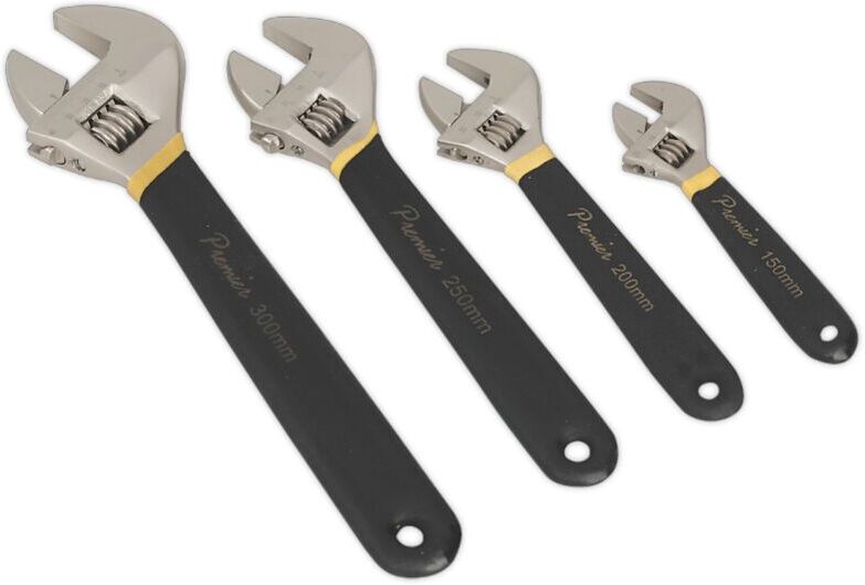 Sealey Adjustable Wrench Set4 Piece Ni-Fe Finish