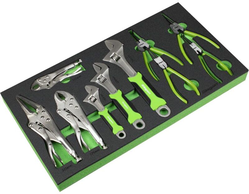 Sealey - S01278 Siegen Adjustable Wrench & Pliers Set with Tool Tray 10pc