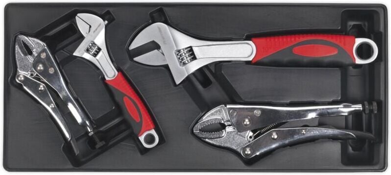 Sealey - TBT04 Premier Locking Pliers & Adjustable Wrench Set with Tool Tray 4pc