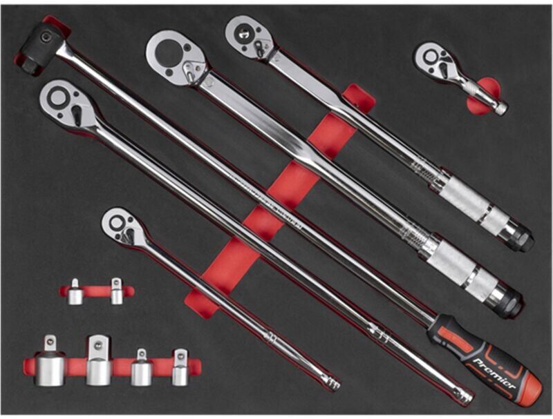 Sealey Premier Ratchet, Torque Wrench, Breaker Bar & Socket Adapter Set with Tool Tray
