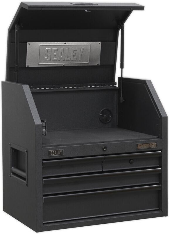 AP2704BE Superline pro Black Edition Topchest with 4 Soft Close Drawers & Power Strip 660mm - Sealey