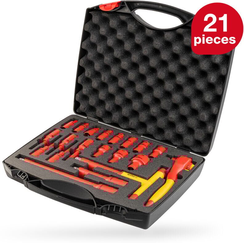 Wiha - insulated ratchet wrench set (43024) 21 pcs. i external hexagon 10mm - 31mm i internal hexagon 4mm - 10mm i 1/2 inch i incl. tool case