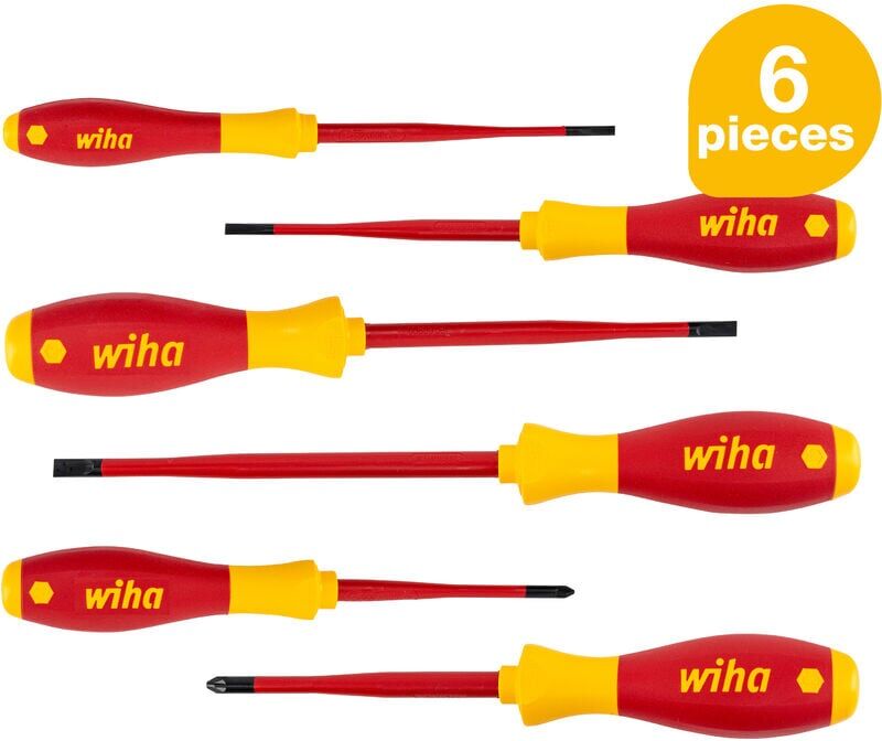 Wiha - screwdriver set SoftFinish slimFix (36455), 6 pcs., screwdriver set vde electrician, insulated 1000v, slotted/Phillips