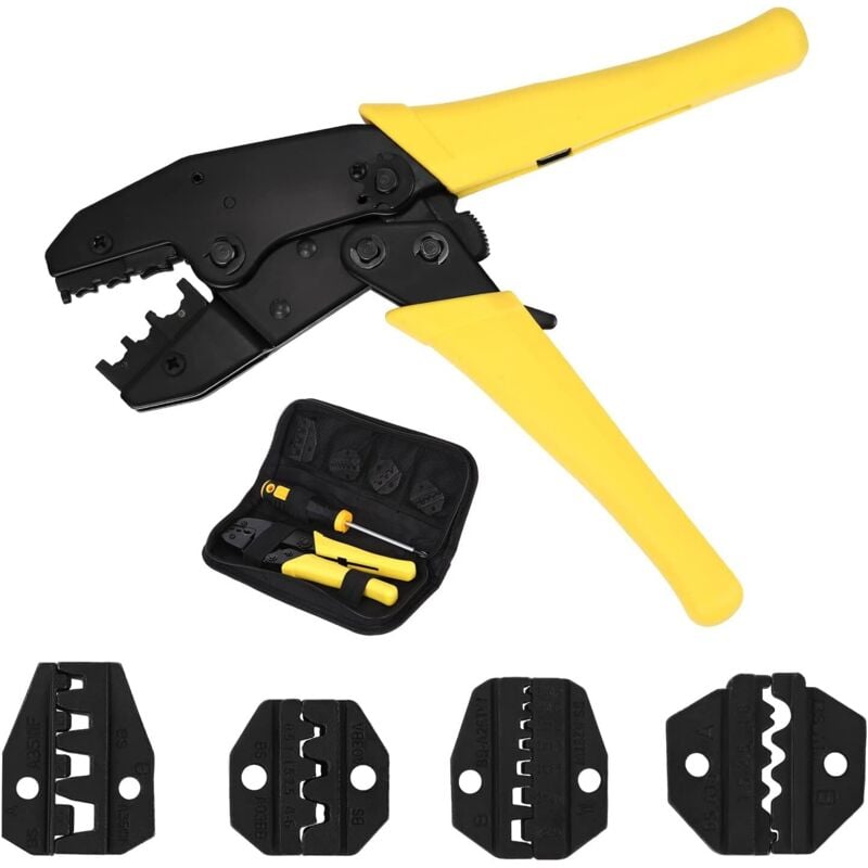 BEIJIYI Wire Crimping Tool, 5-Jaw Wire Crimping Tool, Ratchet Pliers, Heat Shrink Connectors, Nylon, Non-Insulated, Terminals