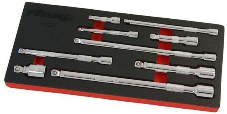 Neilsen - wobble extension bar socket set 9PC 3/8'' 1/4'' 1/2'' drive ratchet set CT1232