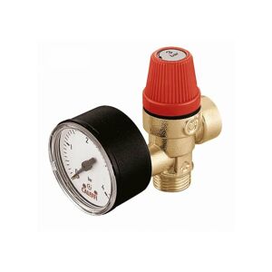 Caleffi - Safety Relief Valve 1/2' m x 1/2' f 3 Bar with Pressure Gauge 314430