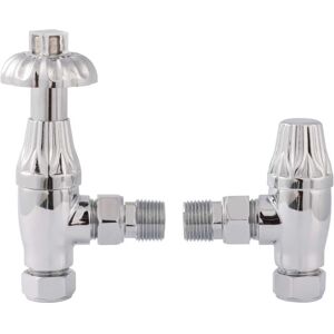 Hudson Reed - Traditional Angled Thermostatic Radiator Valves Pair Lockshield - Chrome