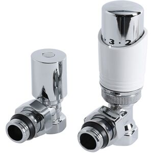 Milano - 1/2 Female Thread Valve and trv Thermostatic Radiator Valve - Chrome and White