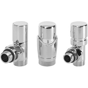 Milano - 3/4 Male Thread Valve and trv Thermostatic Radiator Valve with 15mm Copper Adapters - Chrome