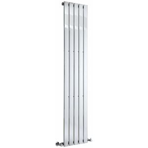 Milano - Alpha - Modern Chrome Vertical Column Single Flat Panel Radiator - 1800mm x 375mm