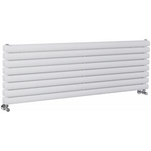 Milano - Aruba - Modern White Horizontal Double Oval Panel Radiator - 472mm x 1400mm