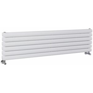 Milano - Aruba - Modern White Horizontal Double Oval Panel Radiator - 354mm x 1400mm